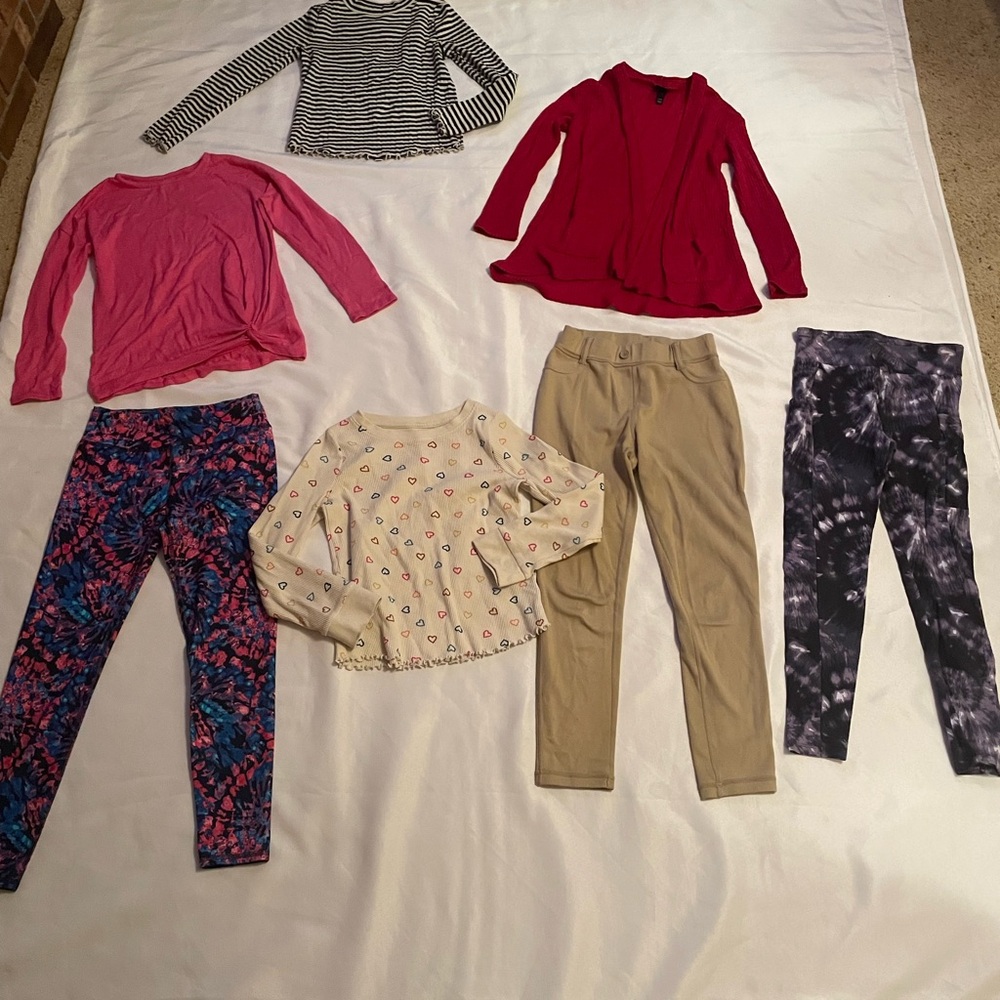 Girls’ Clothing Set Long Sleeve‎ Tops, Pants, Athletic Pants, Cardigan, Size 7/8